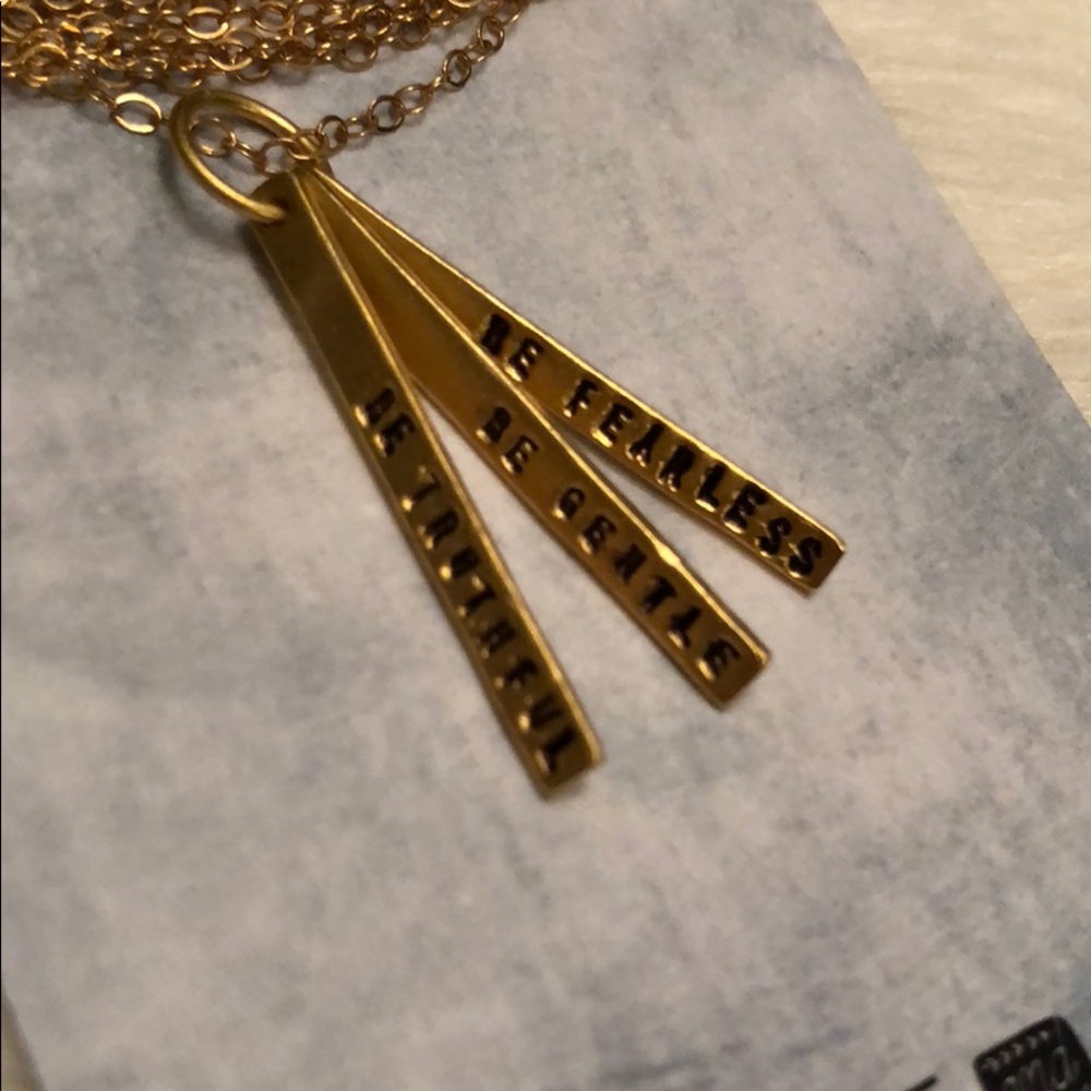 NWT / Chocolate & Steel Gold “Quote” Necklace - Picture 3 of 8